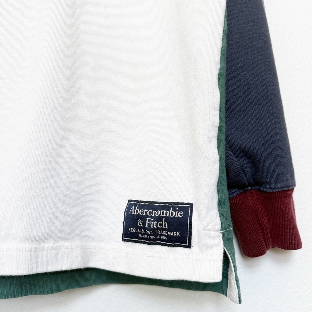 Abercrombie & Fitch Mens Colorblock Rugby Cloth Hoodie Multi Color Medium - Picture 4 of 9